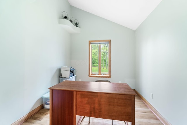 3100 Kropp Rd, Grove City, OH 43123 - office area featuring vaulted ceiling, baseboards, and light wood-style flooring