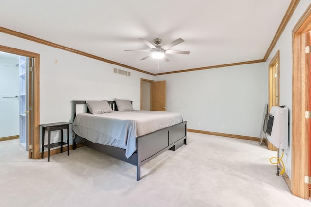 3100 Kropp Rd, Grove City, OH 43123 - bedroom featuring heating unit, light colored carpet, crown molding, and baseboards