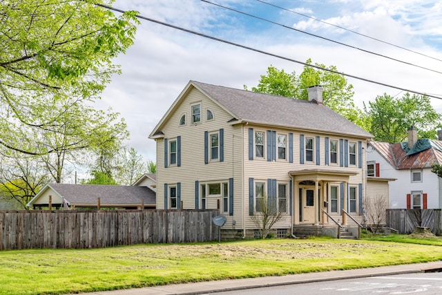 colonial house with a chimney