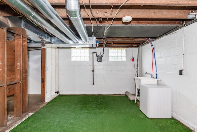 below grade area featuring gas meter