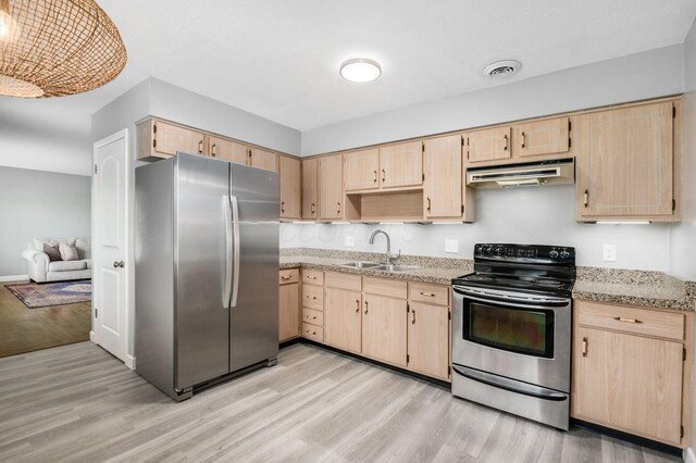 1825 Ormond Ave, Columbus, OH 43224 - kitchen with stainless steel appliances and light brown cabinetry