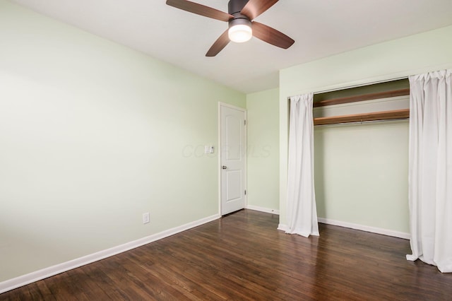 1825 Ormond Ave, Columbus, OH 43224 - unfurnished bedroom featuring wood finished floors, baseboards, a closet, and ceiling fan