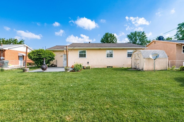 1825 Ormond Ave, Columbus, OH 43224 - back of property featuring a storage unit, a patio area, an outbuilding, and stucco siding