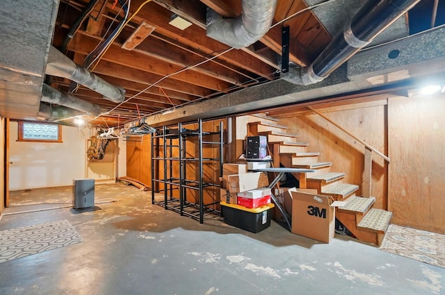 below grade area featuring stairway