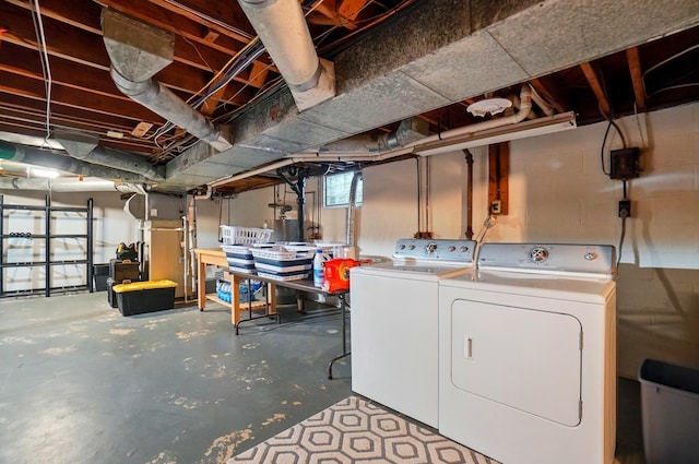 below grade area with washing machine and dryer