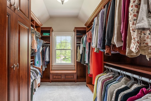 9378 Pine Creek Dr, Powell, OH 43065 - spacious closet with carpet flooring and vaulted ceiling