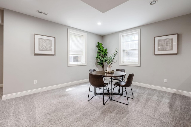9378 Pine Creek Dr, Powell, OH 43065 - carpeted dining room featuring baseboards, healthy amount of natural light, and recessed lighting