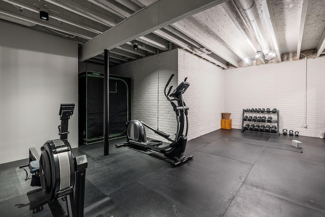 9378 Pine Creek Dr, Powell, OH 43065 - exercise area featuring brick wall
