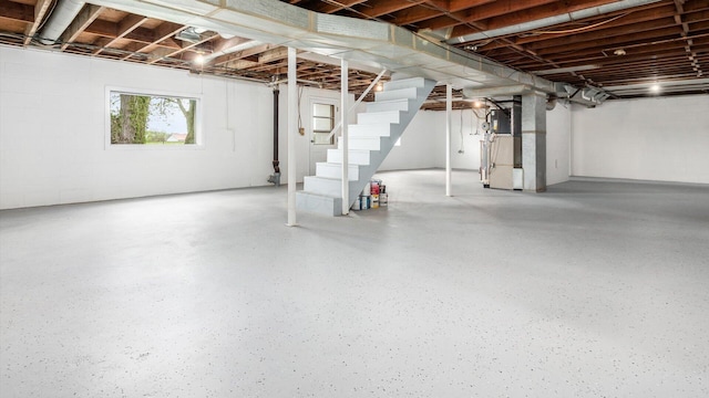 255 S Preston St, Centerburg, OH 43011 - basement featuring stairs and heating unit