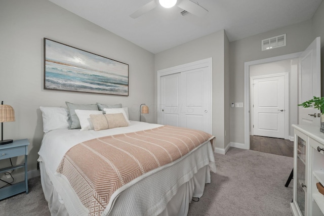 6678 Trinity Mist Way, Delaware, OH 43015 - bedroom featuring carpet floors, a closet, baseboards, and a ceiling fan