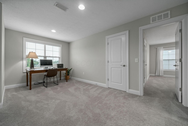 6678 Trinity Mist Way, Delaware, OH 43015 - carpeted office space featuring baseboards, recessed lighting, and a textured ceiling