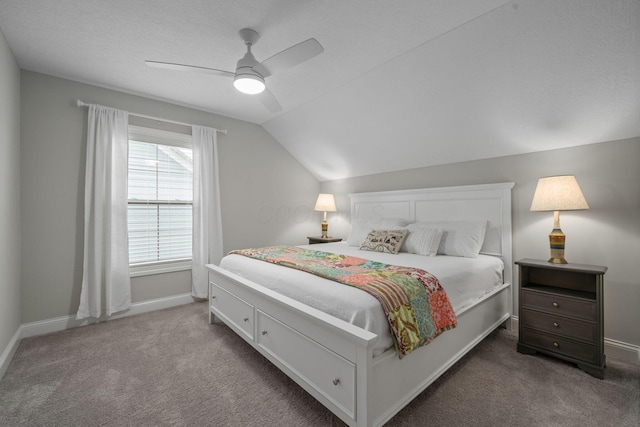 6678 Trinity Mist Way, Delaware, OH 43015 - bedroom with carpet, baseboards, vaulted ceiling, and ceiling fan