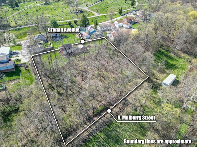 aerial view of property's location with property parcel outlined