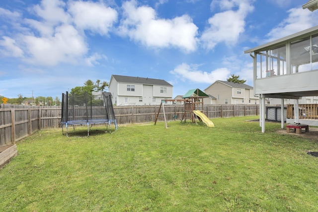 7170 Daugherty Dr, Reynoldsburg, OH 43068 - view of yard with a trampoline, a playground, a sunroom, and a residential view