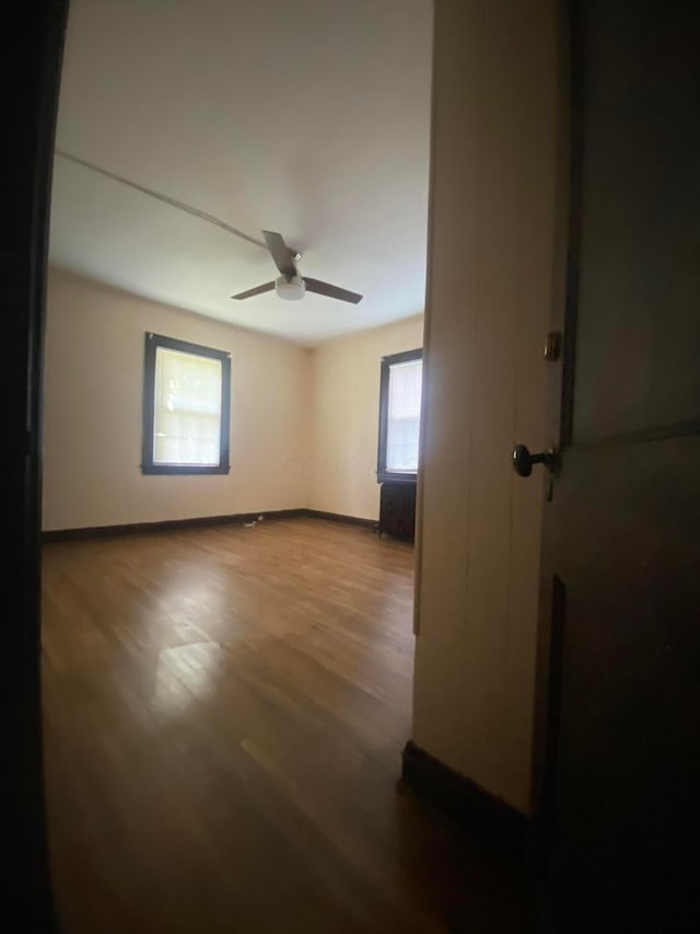 1065 Sunbury Rd, Columbus, OH 43219 - spare room with wood finished floors and ceiling fan