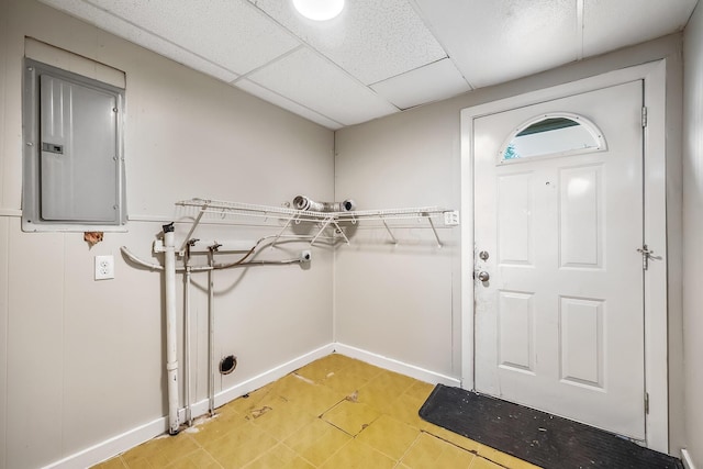 349 E Central Ave, Delaware, OH 43015 - laundry area featuring electric panel, baseboards, and hookup for a washing machine
