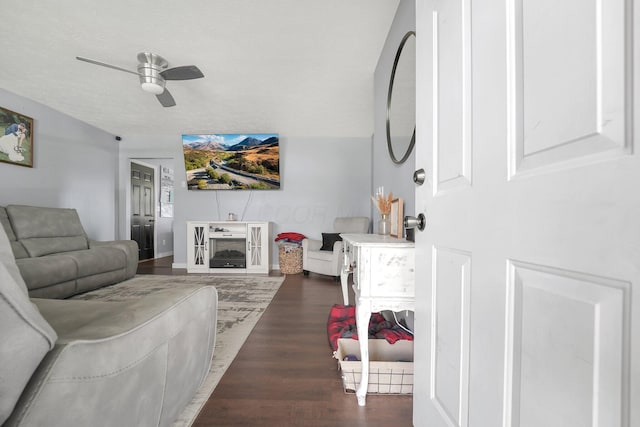 509 Section Line Dr, South Charleston, OH 45368 - living area featuring ceiling fan and wood finished floors