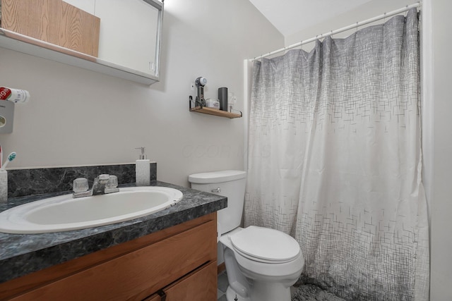 509 Section Line Dr, South Charleston, OH 45368 - bathroom featuring toilet, vanity, and a shower with curtain