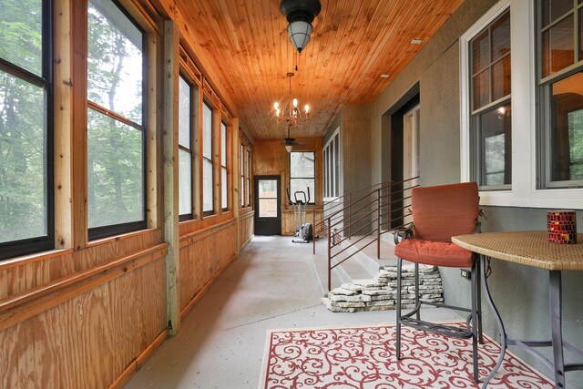 2663 Glen Echo Dr, Columbus, OH 43202 - hallway featuring a chandelier and wooden ceiling