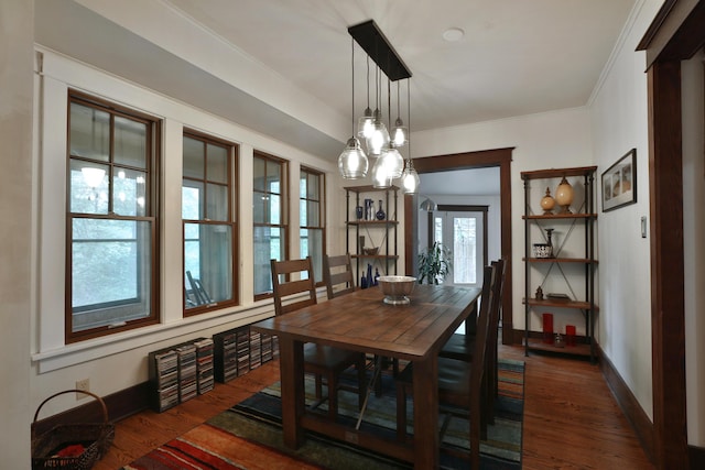 2663 Glen Echo Dr, Columbus, OH 43202 - dining space with baseboards, wood finished floors, and ornamental molding