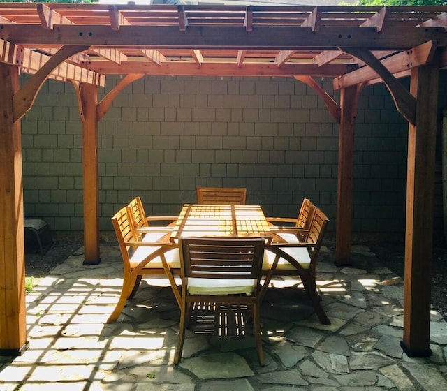 2663 Glen Echo Dr, Columbus, OH 43202 - view of patio with outdoor dining space and a pergola
