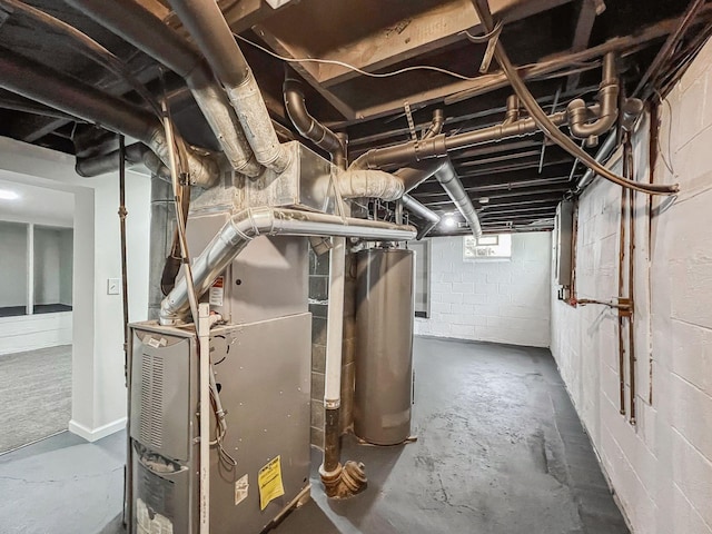 basement with heating unit