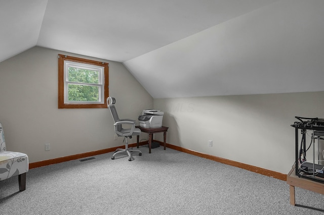 6334 Hansley Rd SE, Sugar Grove, OH 43155 - carpeted office featuring vaulted ceiling and baseboards