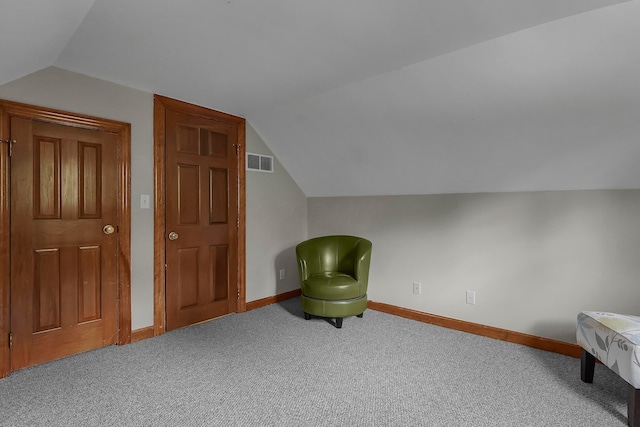 6334 Hansley Rd SE, Sugar Grove, OH 43155 - sitting room with lofted ceiling, baseboards, and carpet floors