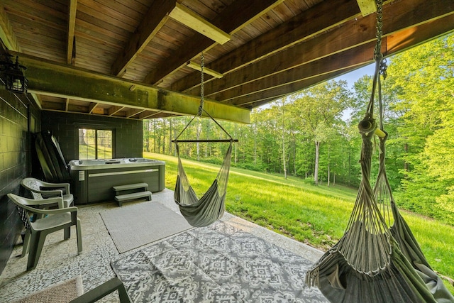 18156 Thompson Ridge Rd, Laurelville, OH 43135 - view of patio / terrace with a hot tub
