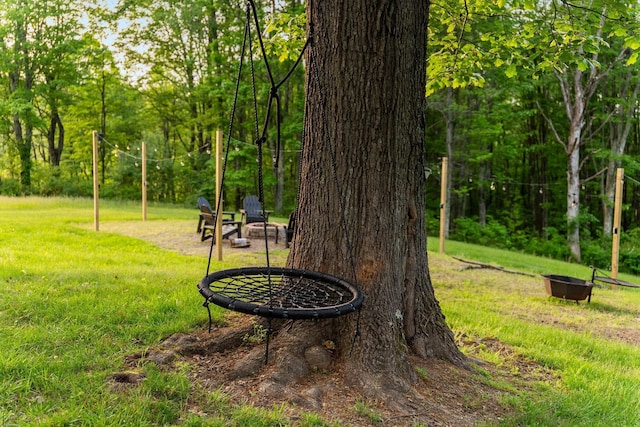 18156 Thompson Ridge Rd, Laurelville, OH 43135 - view of community featuring an outdoor fire pit and a lawn