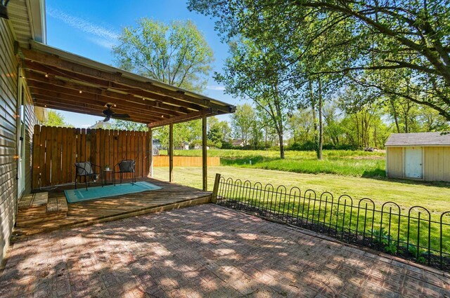 135 N Creekview Ct, Baltimore, OH 43105 - wooden terrace with a ceiling fan