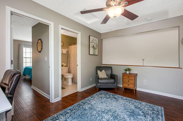 247 Trail E, Pataskala, OH 43062 - sitting room featuring a textured ceiling, wood finished floors, and ceiling fan