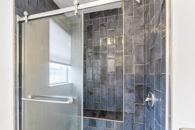 bathroom with a stall shower