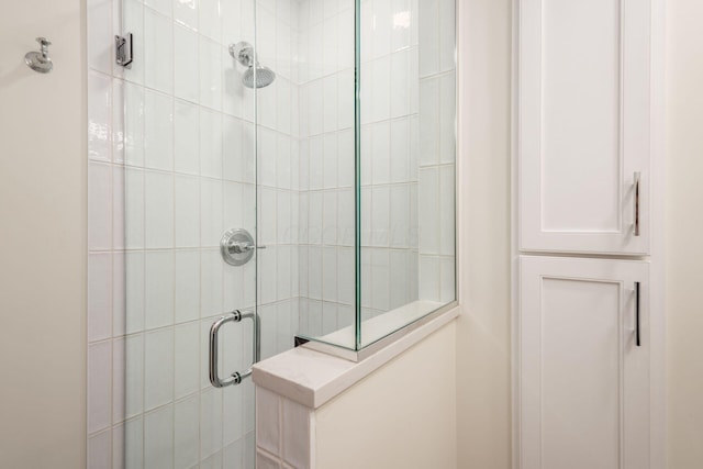 bathroom with a stall shower
