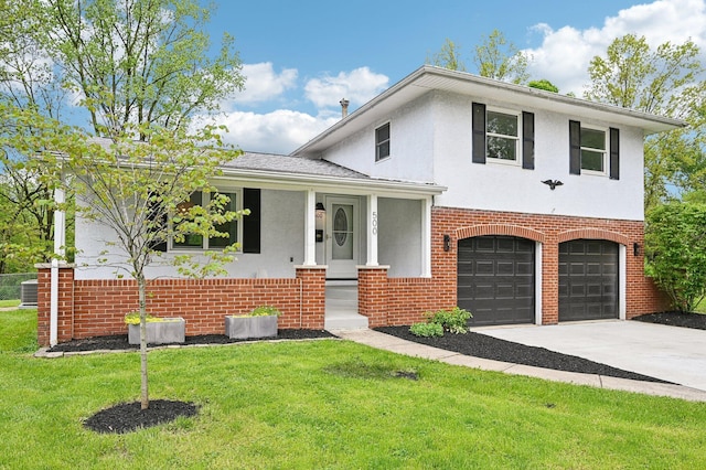 500 Cherrington Ct, Westerville, OH 43081 - split level home with an attached garage, stucco siding, driveway, and central AC