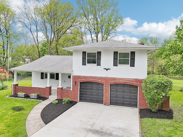 500 Cherrington Ct, Westerville, OH 43081 - tri-level home featuring driveway, a garage, a shingled roof, and a front yard