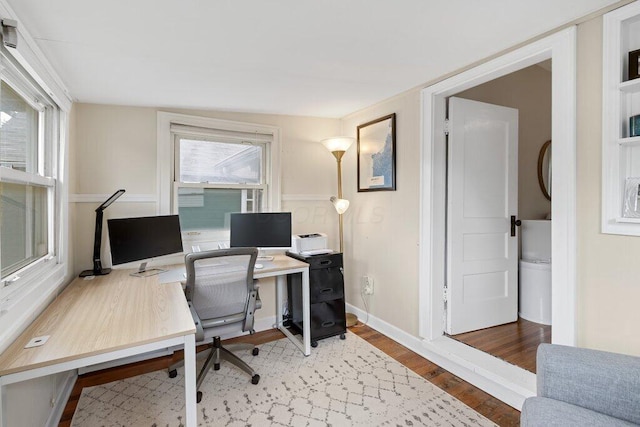 office area featuring wood finished floors