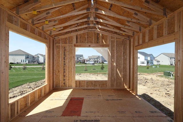 horse barn with a residential view