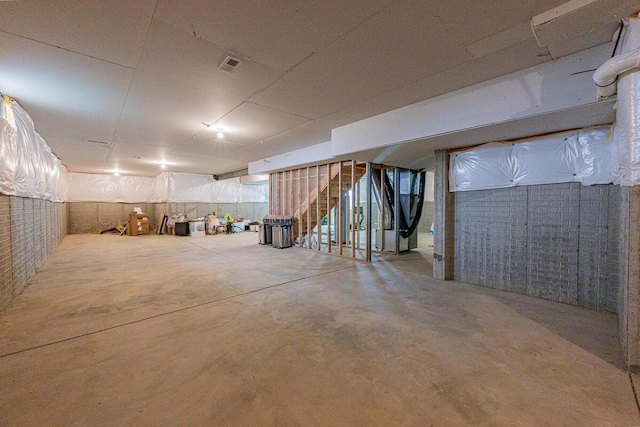 6210 Callaway Sq W, New Albany, OH 43054 - unfinished basement featuring stairs and brick wall