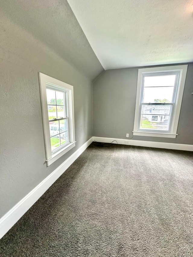 375 N Main St, Marion, OH 43302 - bonus room with vaulted ceiling, dark colored carpet, baseboards, and a textured ceiling