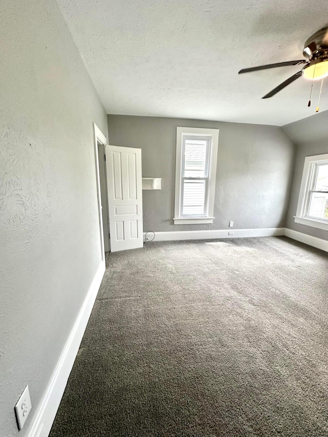 375 N Main St, Marion, OH 43302 - spare room with baseboards, carpet flooring, a textured wall, a textured ceiling, and a ceiling fan