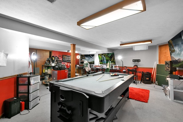 10129 Granden St, Pickerington, OH 43147 - game room featuring carpet floors, billiards table, and a textured ceiling