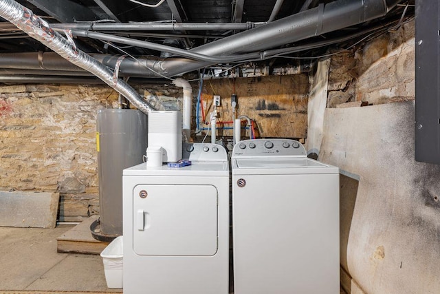 453-455 S 22nd St, Columbus, OH 43205 - clothes washing area with washer and clothes dryer and water heater
