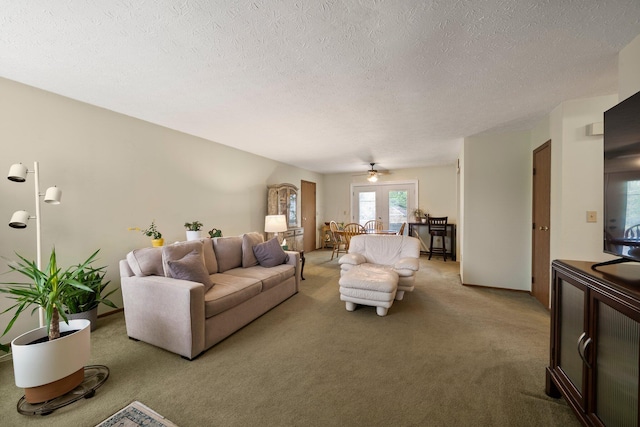 2512 Gantz Rd, Grove City, OH 43123 - living room featuring light carpet, a textured ceiling, and ceiling fan