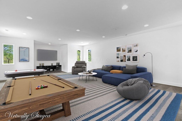3084 Asbury Dr, Columbus, OH 43221 - recreation room featuring recessed lighting, billiards table, and baseboards