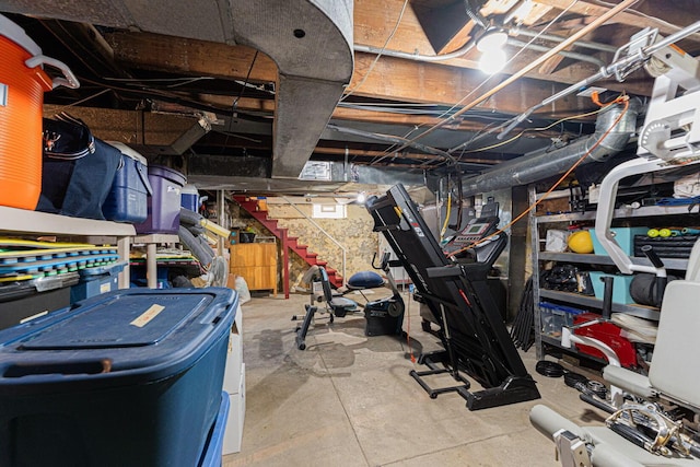 unfinished below grade area with stairway