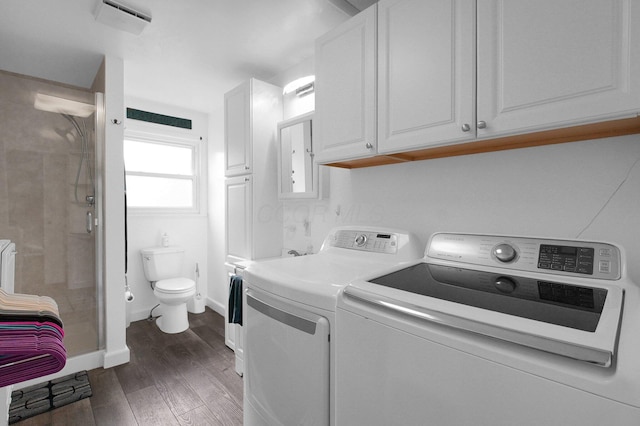 3130 Marwick Rd, Columbus, OH 43232 - laundry area with independent washer and dryer, dark wood-style floors, and baseboards