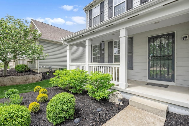 6674 Letterman Dr, Powell, OH 43065 - view of exterior entry featuring a porch and a shingled roof