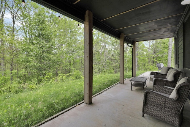 28306 Allison Rd, Mcarthur, OH 45651 - view of patio / terrace featuring a forest view