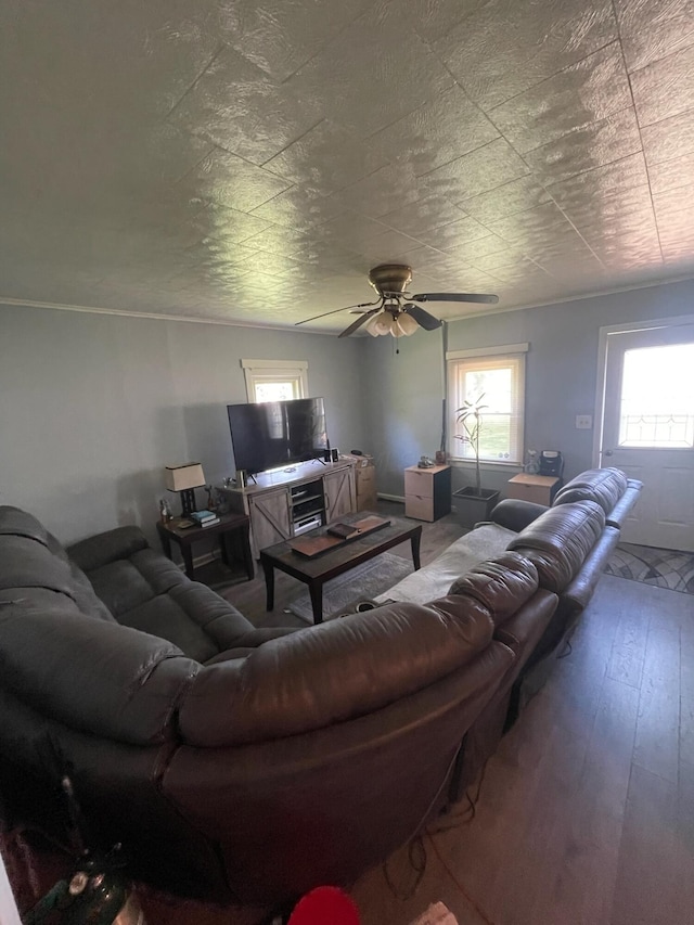 1985 Sedan Ave, Obetz, OH 43207 - living room with ceiling fan and hardwood / wood-style floors